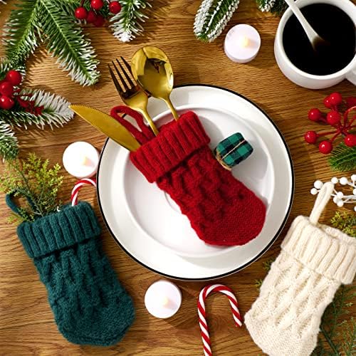 BBTO 30 Pcs Mini Christmas Stockings, 5 Inch Knitted,Red, White, Green - Image 4