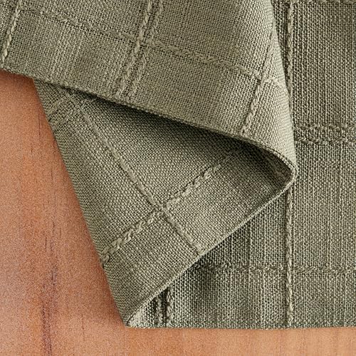 ZeeMart Linen Checked Farmhouse Placemats Set of 6, Olive 13x19in - Image 3