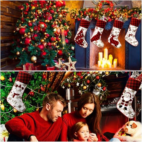 Tatuo 8 Pack Buffalo Plaid Christmas Stockings, 18 Inch for Fireplace - Image 4
