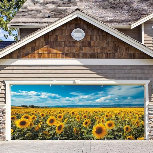 6 * 13FT Sunflower Garage Door Cover Decorations Flower Garage Door Banner for Outdoor Indoor Summer Party Photography Backdrop by ANNAQUEEN
