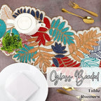 CLEENTABLE Beaded Table Runner 13x36 in, Leaf Design, Glass Beads - Image 2