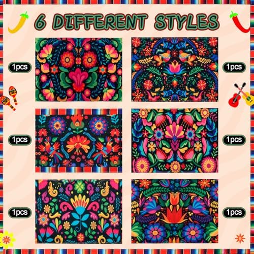 Breling 6 Pack Mexican Fiesta Table Runner 72x13 Inch, Black Base - Image 2