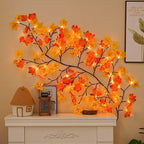 Maple Leaf LED Tree Branch Lights for Wall, Maple Leaf Lights Twig Decor Garland with 96 LED Lights and USB Powered, 8 Lighting Modes or Autumn Table Fireplace Porch Thanksgiving Indoor Decor (75in) by Garayma