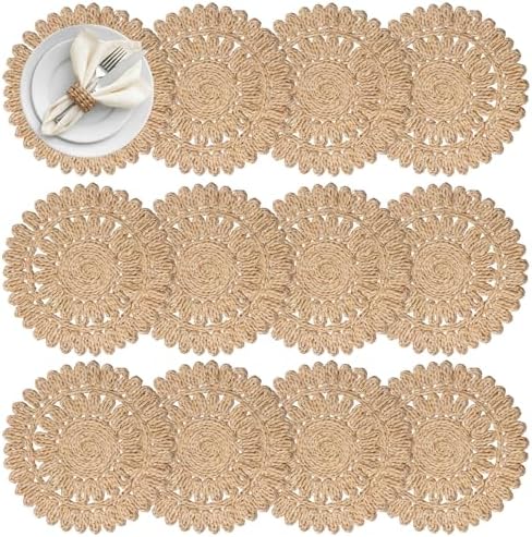 13.8" Set of 12 Round Woven Corn Husk Placemats by Delaqiko by Unknown
