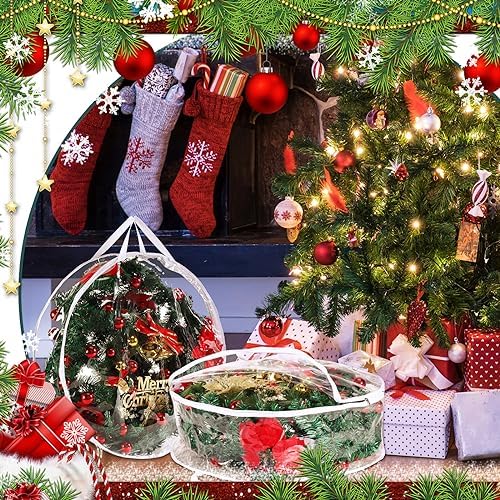 Shappy 4pcs 36 Inch Clear Wreath Storage Bags PVC Waterproof White - Image 6