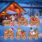 Wettarn 6 Pcs Christmas Train Yard Signs with LED Lights Stakes,Santa - Image 3