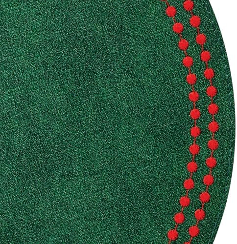 Bodrum Pearls Round Embroidered Placemats Set of 4 – 15" Elegant Table Mats for Dining, Weddings & Special Occasions, Decorative, Wipe-Clean Vinyl Placemats, Forest/Red - Image 3