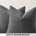 MIULEE 18x18 Decorative Boucle Couch Pillow Covers Charcoal - Image 2