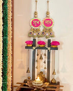 Divyakosh Shubh Labh Door Hanging (2 Pcs), Elegantly Handcrafted Tags - Shoon/Soohn/Good Luck Tag, Decor for Entrance Festivities, Authentic Indian Design (Bright Pink), Medium - Image 4