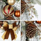 24" Christmas Wreath for Front Door Artificial Unlit Winter Wreath with Pine Cones, Berry Clusters, Bronze Ball Ornaments and Ribbon for Thanksgiving Holiday Christmas Decoration - Image 3