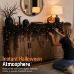 Spooky Chic: Halloween Fireplace Decor Set,Spooky Gothic Vine Lights Fireplace Mantel Decoration Set, Halloween Seasonal Display for Indoor Home, Haunted House,Party (Extra Large) - Image 6