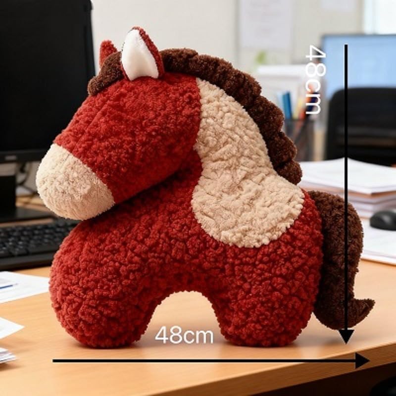 Plush Horse Throw Pillow, Lunar New Year of The Horse Cushion, Soft Fuzzy Stuffed Animal Decor for Sofa, Bedroom, Car, Holiday Festival Decoration & Gift (A) - Image 6