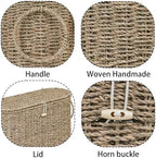 efluky Toilet Paper Storage Basket, Seagrass Slim Toilet Paper Holder with Lid- Holds Up to 9 Mega Rolls, Home Bathroom Decor Organizer - Image 5