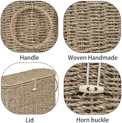 efluky Toilet Paper Storage Basket, Seagrass Slim Toilet Paper Holder with Lid- Holds Up to 9 Mega Rolls, Home Bathroom Decor Organizer - Image 5