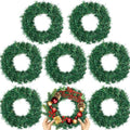8 Pcs Christmas Wreath 10 Inch Green Artificial Wreaths DIY Faux Plain Wreaths Front Door Green Farmhouse Cabinets Wreath Indoor Outdoor Wall Decor(Fresh) by Gosodeny