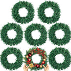 8 Pcs Christmas Wreath 10 Inch Green Artificial Wreaths DIY Faux Plain Wreaths Front Door Green Farmhouse Cabinets Wreath Indoor Outdoor Wall Decor(Fresh) by Gosodeny