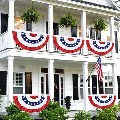 4 Pack 3x6 FT American Bunting Flag, USA Pleated Fan Flag Patriotic Half Fan Banner 4th of July Decorations Outdoor Memorial Day Decor Fourth July Independence Day Outside Red White and Blue Decor - Image 5
