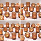 DARJEN Amber Votive Candle Holders Set of 24- Round Candle Holders Bulk, Glass Candle Holder for Vintage Decoration, Tea Lights Candle Holders for Wedding Home Party & Gift (Pack of 4) by DARJEN