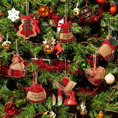24 Pcs Burlap Christmas Ornaments Set Mini Stockings Funny,Fresh - Image 6