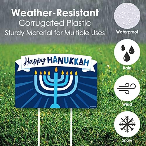 Big Dot of Happiness Hanukkah Menorah - Chanukah Holiday Party Yard Sign Lawn Decorations - Happy Hanukkah Party Yardy Sign - Image 4