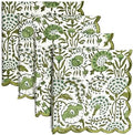 CPC Agate Green Block Print Cotton Embroidery Napkin 18x18 (Pack of 4) by COTTONPRINTCLUB