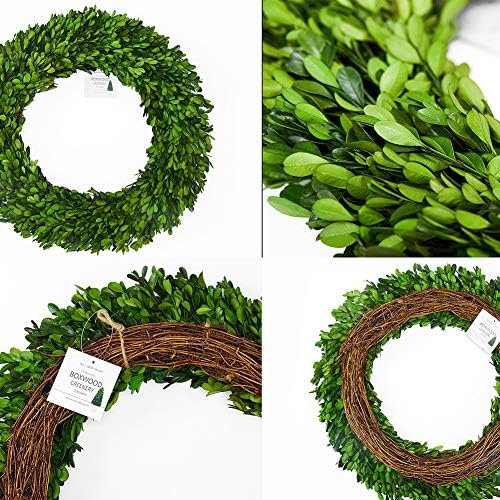 Boxwood Wreath Large 17 inch Preserved Nature Real Boxwood Wreath Home Decor Stay Fresh for Years Wreath for Christmas Thanksgiving Wedding Party Home Indoor Decor - Image 2