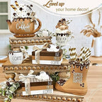 Felt Creative Home Goods Wooden Riser [Set of 3] Premium Farmhouse Risers | Beaded Wood Risers for Display | Handmade Wooden Risers for Decor | Vintage Tiered Stand | Decorative Footed Risers - Image 5