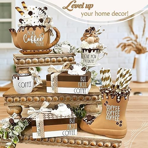 Felt Creative Home Goods Wooden Riser [Set of 3] Premium Farmhouse Risers | Beaded Wood Risers for Display | Handmade Wooden Risers for Decor | Vintage Tiered Stand | Decorative Footed Risers - Image 5