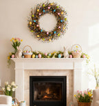 26 Inch Spring Easter Colorful Egg Wreath for Front Door, Colorful Home Decoration Easter Eggs and Berries Wreath for Indoor and Outdoor Use - Image 2