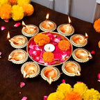 Diwali Diyas |Urli |Handcrafted Metal Decorative Bowl for Floating Flowers |Tea Light Candle Holders |Diwali Decorations |Diwali Candles (10 Diya Urli) - Image 4