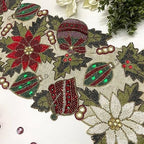 Enliven Enliven Handmade Christmas Table Runner, Beaded Runner, Multi Colour, 13x36inch - Image 3