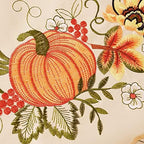 Simhomsen Embroidered Fall Autumn Harvest Pumpkins Tablecloth for Thanksgiving (Oval 52×70 inches) - Image 3