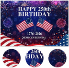 4th of July Backdrop Decorations Independence Day Backdrop 250 Anniversary USA Flag Banner 15x8ft 250th Birthday Fireworks Semiquincentennial Photography Background Photo Studio Props - Image 6
