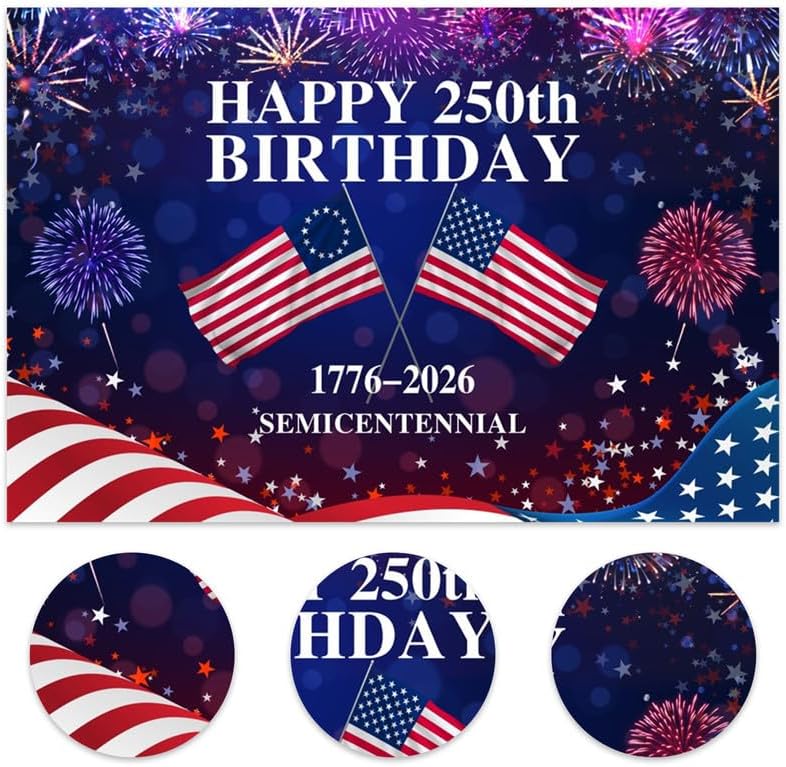 4th of July Backdrop Decorations Independence Day Backdrop 250 Anniversary USA Flag Banner 15x10ft 250th Birthday Fireworks Semiquincentennial Photography Background Photo Studio Props - Image 6