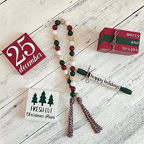 5 Pcs Christmas Themed Tiered Tray Decor Set, Christmas Themed Decor Bundle For Tier Tray, Christmas Tiered Tray Decorations, Seasonal Tier Tray Decor - Image 5