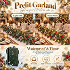 9FT Christmas Garland with Lights, Pre-Lit Lighted Christmas Decorations for Mantle Fireplace Table Stairs,Winter Indoor Outdoor Xmas Home Decor,Realistic Cedar Pine Garlands with Pinecone Berries - Image 5