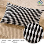 AmHoo Set of 2 Boho Chenille Pillow Cover Decorative Tufted Pillowcase for Couch Bed Sofa Bedroom Living Room Modern 12 x 20-Inch Black - Image 4