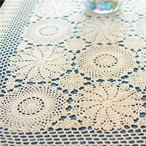 USTIDE Crochet Tablecloth Rectangular 59x78inches Beige Cotton Lace Tablecloth Rectangle Elegant Kitchen Tablecloths - Image 6