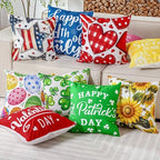 Mindsoft 20 Pcs Holiday Pillow Covers 18 x 18 Summer Pillow Cover 4th of July Fall Pillowcase Decorative Seasonal Cushion Case for Farmhouse Home Sofa(Holiday) - Image 6