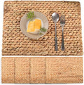 Water Hyacinth Rectangular Placemats Set of 4, 17 x 12 Inch Woven Rattan Table Mats for Dining Table, Heat Resistant Wicker Place Mats for Apartment Kitchen and Console Table, Boho Farmhouse Decor by SOKFARM