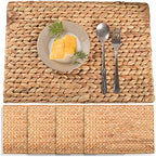 Water Hyacinth Rectangular Placemats Set of 4, 17 x 12 Inch Woven Rattan Table Mats for Dining Table, Heat Resistant Wicker Place Mats for Apartment Kitchen and Console Table, Boho Farmhouse Decor by SOKFARM