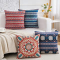 Couch Bohemian Double-Sided Patterned Throw Pillow Covers 20X20 Inch Set of 4 Square Farmhouse Decorative Cushion Covers BOHO Vintage Pillow Cases For Sofa Living Room Bedroom Outdoor Patio Porch by Unknown