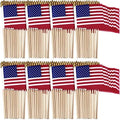 Tegeme 225 Pack Small American Flags on Stick 4 x 6 Inch Bulk by Tegeme