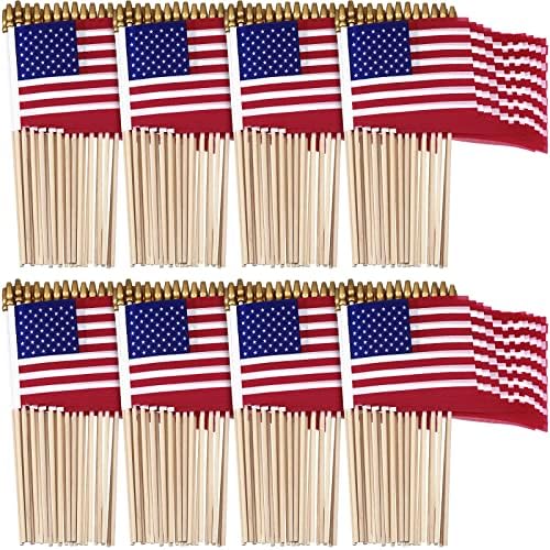 Tegeme 575 Pack Small American Flags on Stick 4 x 6 Inch Bulk by Tegeme