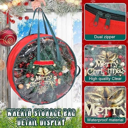 Shappy 8 Pcs Wreath Storage Bag Container with Clear Window,24 Inch - Image 4