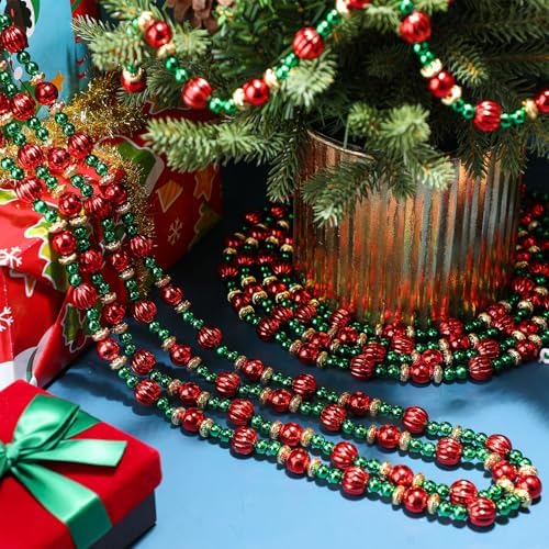 Geosar 4 Pcs Bead Garland for Christmas Tree 9 Feet Red and Green - Image 4