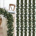 Eucalyptus Garland, 6Pcs 6FT Green Flower Garland Decor, Spring Summer Artificial Faux Eucalyptus Leaves Greenery Vines for Table Runner Wedding Arches Mantle Centerpieces Backdrop Decorations by Unknown