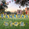 11 Pcs Ramadan Mubarak Yard Signs 7 Letters 4 Signs with Stakes and 2 Rolls String Lights Eid Mubarak Party Yard Sign Lawn Decorations Party Decorations for Home Front Door Garden Decor by Memorywuu