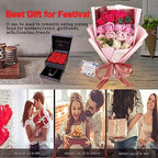 EIGHTOWN Roses Bouquet Artificial Flower - Preserved Red Flowers with Love Necklace for Her - Unique Gifts Valentine's Day, Mother's Day, Thanksgiving, Birthday, Anniversary… (Hotpink) - Image 4