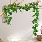 RECUTMS 6Pc Artificial Monstera Leaves Vine 5.9FT Plastic Palm Ivy Garland - Image 7